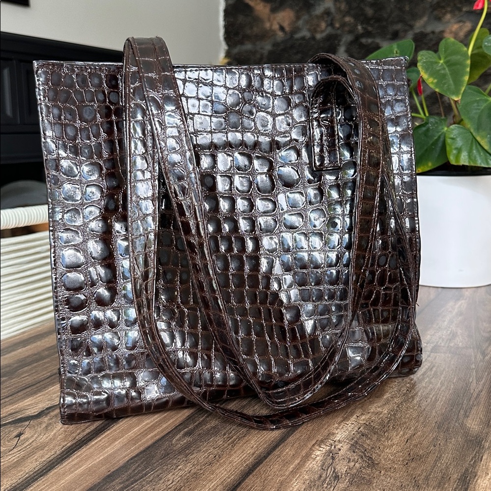 Charles David Vintage Brown Moc Croc Tote